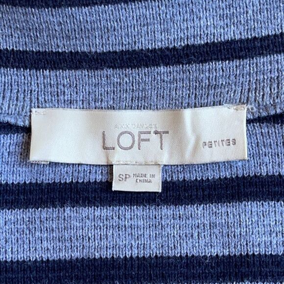 LOFT Gray/Blue Stripe Double Breasted Knit Jacket Sz SP - Picture 10 of 12